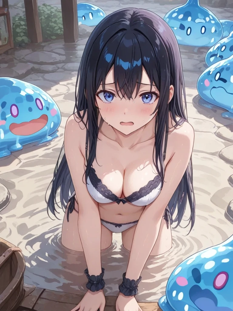(Masterpiece), Best Quality, ultra-detailed, perfect hands , Delicate eye expression,Rinko Iori( Sexy, Slender and sexy body, Big, saggy boobs, closed eyes(watery eyes)),solo,torn bikini,torn clothes, open mouth(Screams), beaching, rinko was caught by a giant octopus, she gets raped by an octopus,nsfw, sex, hetero, rape,pussy,, naked body, dark blue hair, Sexy waist teasing, ((1 octopus)), Octopus tentacles are inserted into her pussy.