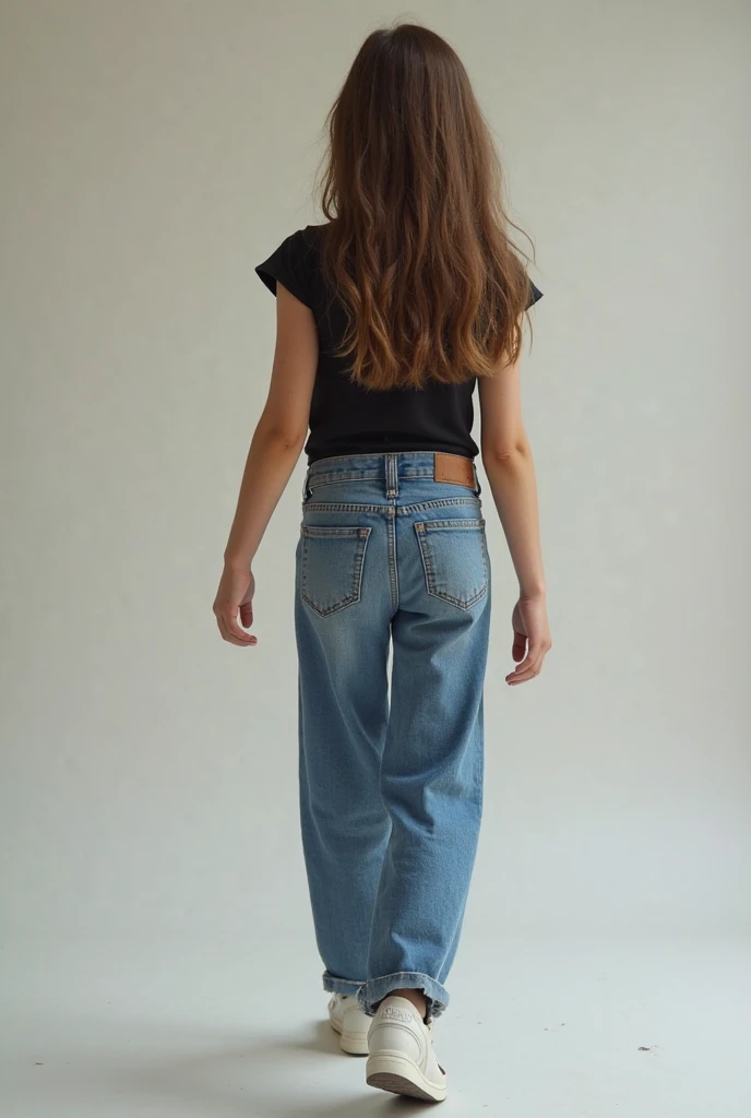 Girl, 14 years ,small ass, Blue jeans, turned around