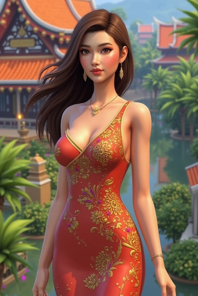 beautiful detailed woman in a blue dress with a golden belt and necklace, 3D character render, 8K, trending on cgstation, chengwei art on artstation, inspired by Lan Ying, 8K German art bokeh, high quality detailed 8K art, deviantart cgstation art, cgsociety 8K, cgsociety 8K