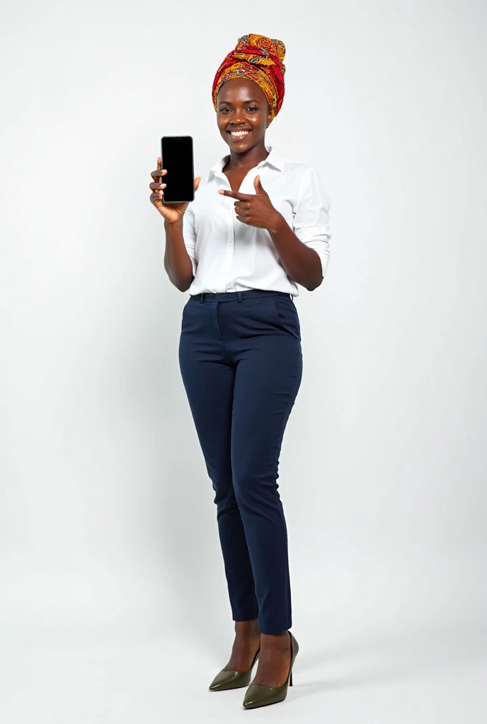 Asha, 1girl, solo, (((Ebony))), (((Dark skin))), (((SFW))), 30 years old, (mature), fully naked, capturing a selfie, taking a selfie shot, smiling, ((wearing a blue blouse))