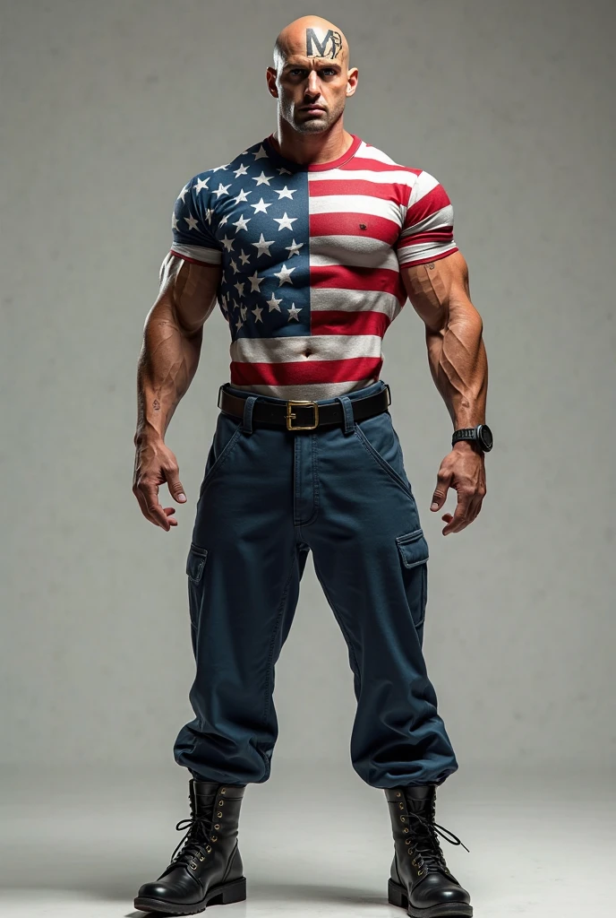 1 man, Beautiful eyes and face details, shirtless, nice body and defined muscles, best quality, Close-up, toned body, (male model) hot skin, master piece, Best qualities, Most beautiful man in the world, Handsome Man holding American Flag on his back, full body shot,