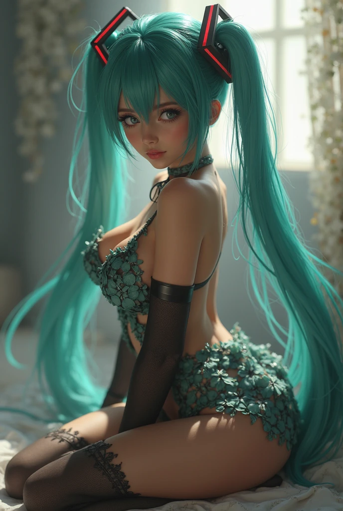 Slit-Mouth Woman Big Breasts older sister Sexy underwear whole body Green Hair