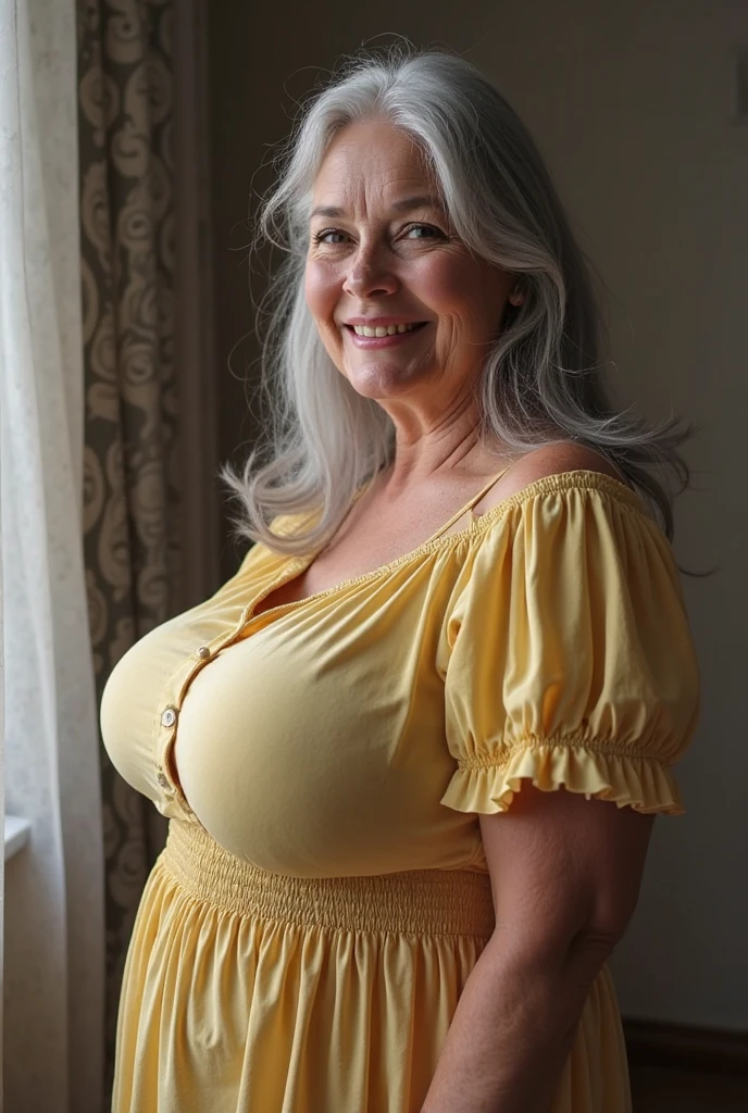 Ingrid Birdman, her name is Agneta, high quality, 1 old woman, ((45-year-old plump swedish woman)), ((45 years old)), (((wrinkled body))), ((small chest)), ((long wavy hair)), ((green eyes)), (((no make up))), (pale skin), ((Chubby Body)) POSE: STANDING, ((she is nude)), seductive, sultry, BACKGROUND: indoor: vintage swedish kitchen ((realistic vagina))