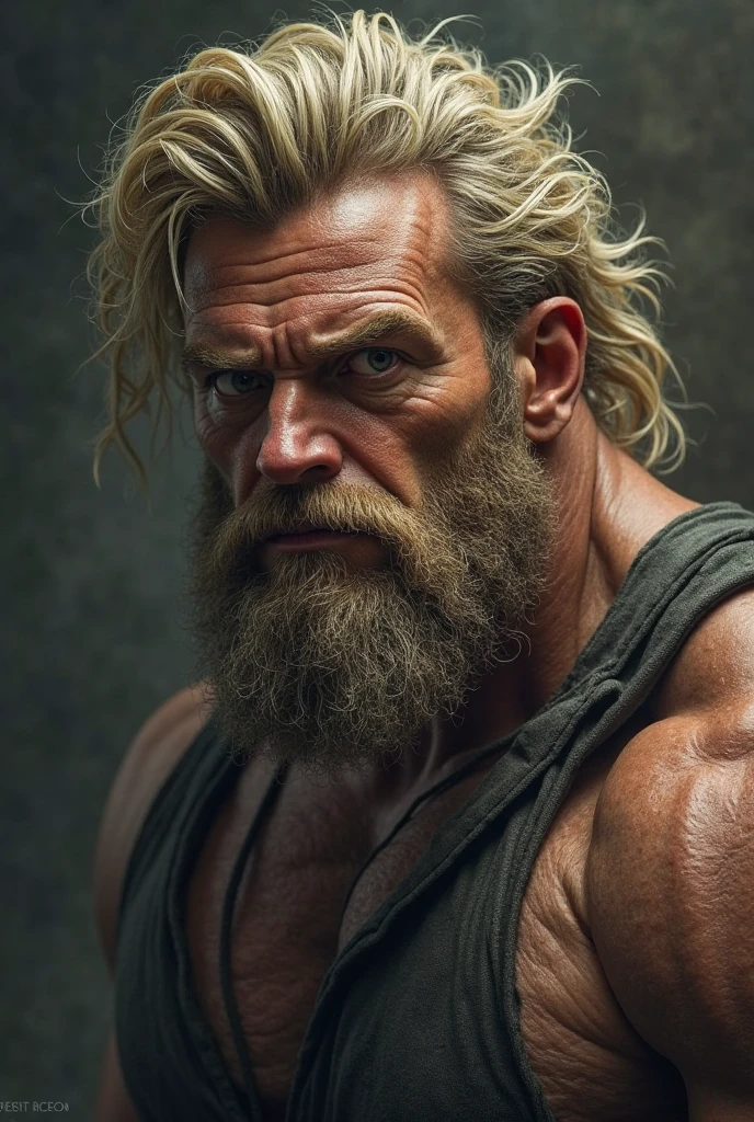Harvan is a man of tall stature and robust muscles., whose long, wild blonde hair accentuates her imposing presence. His body is marked by several scars, silent witnesses of countless battles and challenges faced. Harvan's eyes are cold and determined, reflecting his insatiable thirst for power. His serious countenance and striking voice complete his aura of authority and threat.. Harvan always wears the Fire Fist tiski, symbolizing his loyalty to his home and his hold on the power of the Ondaru.