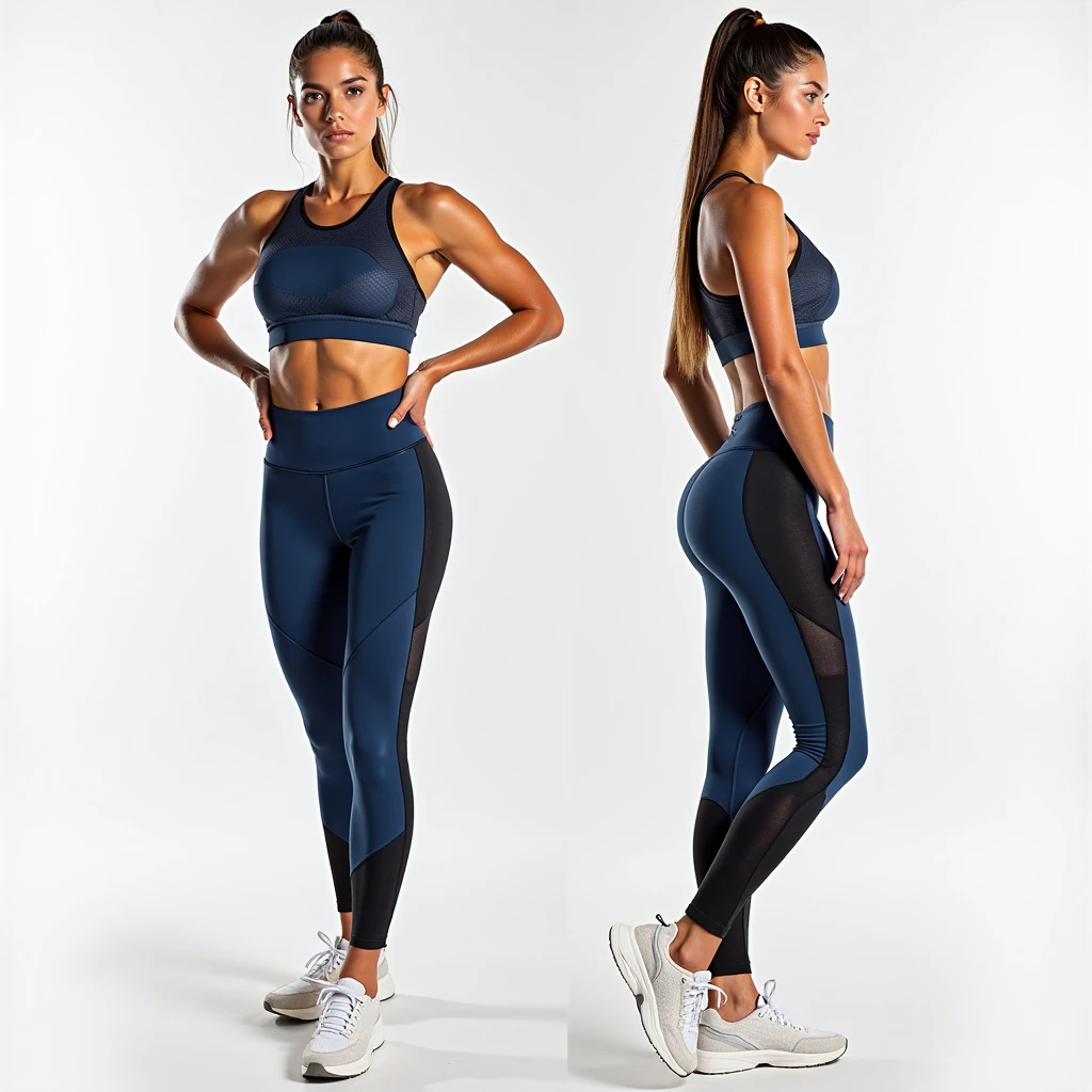 Beautiful sexy woman, beautiful athletisure style, shoes sport, full length , beautiful clothes , short leggings
