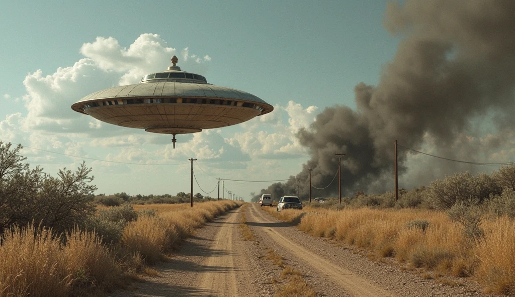 arafed flying saucer with fire coming out of it's mouth, cloverfield movie, cinematics lighting, beautiful godrays, parade, still image from the movie, with anamorphic lenses, magic storm, x - day, oklahoma, volumetrics, entities --auto --s2