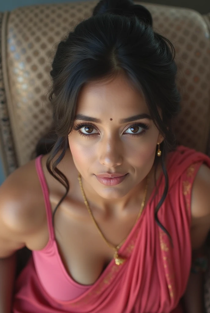 beautiful detailed eyes, beautiful detailed lips, extremely detailed eyes and face, longeyelashes, 2 Bollywood supermodel girl, beautiful woman, half-open strawberry lips, dimples, longing gaze, extra long wavy brown hair, detailed face, detailed facial features, finely detailed skin, pale skin, shape round breasts, nipple, wearing lingerie, detailed deep cleavage pink dress, cold colors, damp, moist, reflection, perfect proportion, realistic photo, best quality, detailed, photographed on a Canon EOS R5, 50mm lens, F/2.8, HDR, 8k, wallpaper, cinematic lighting, dramatic lighting, sharp focus, intricate, dynamic pose, super sexy 8K uhd