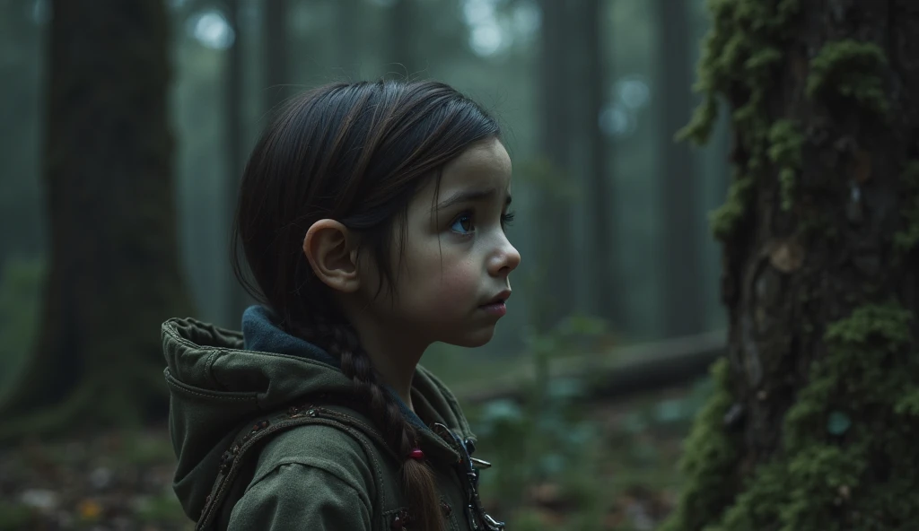 "Generate a hyper-realistic image of a 10-year-old girl from finland with authentic finnish features, set against a realistic forest background, showcasing the best quality and intricate details."