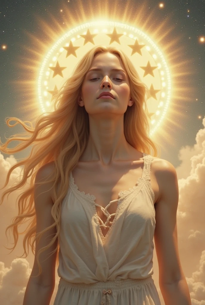 A celestial background with golden clouds and rays of light piercing through them. In the center of the image, a divine figure representing God, with a serene and benevolent face, surrounded by a glowing aura of light. The title "Why Does God Allow Things We Don’t Understand?" should be written in a large, elegant, and centered font, with a contrasting color, such as white or gold.