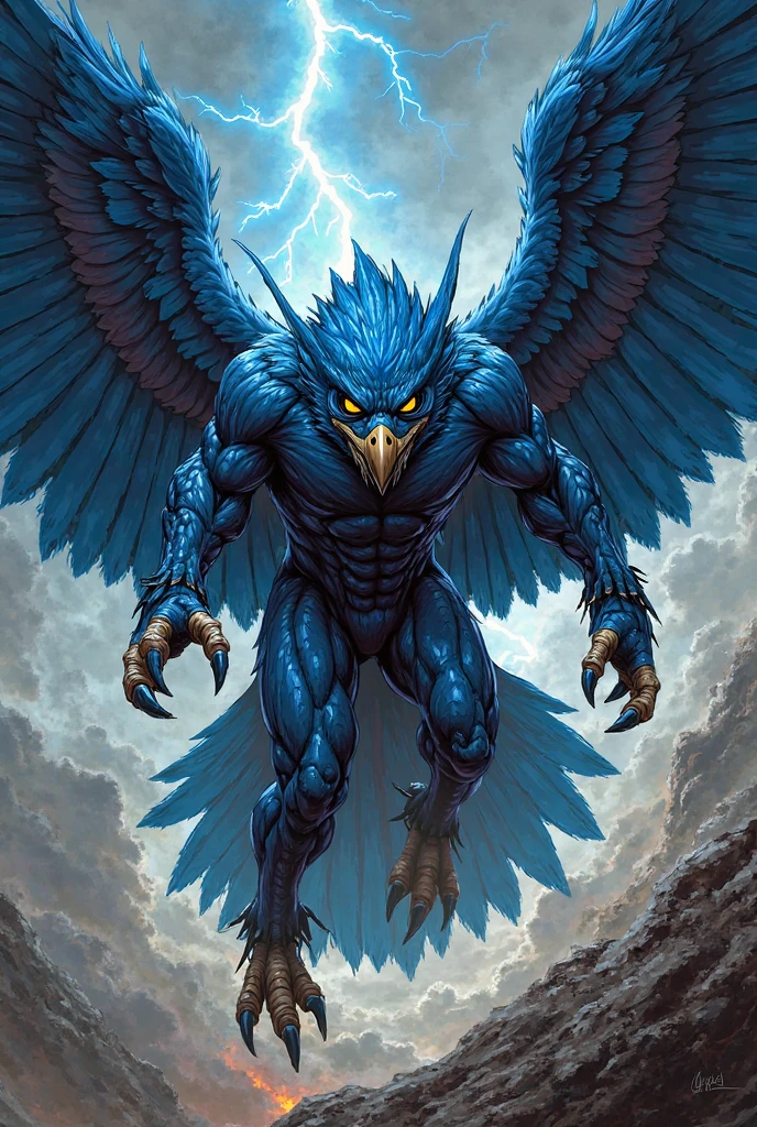 A flag of a harpy with the color blue