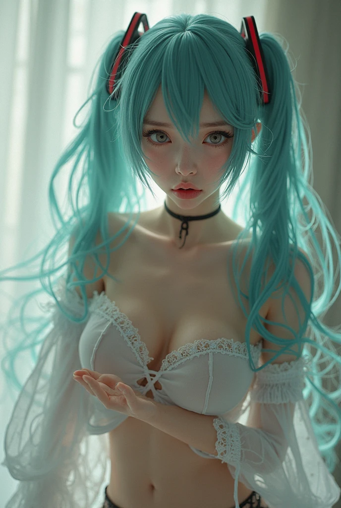"((Momo Deviluke))14 years old, in realistic style, Mint Colored Lingerie with Garters and Corset, cinematic atmosphere, soft focus, ethereal glow, carefully posed, high resolution, mesmerizing details"demon tail,