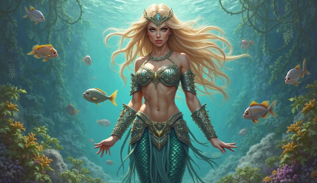 high details, best quality, 16k, RAW, [ultra detailed], masterpiece, best quality, (extremely detailed), dynamic angle, ultra wide shot, RAW, photorealistic, fantasy art, rpg art, realistic art, a wide angle picture of a female human druid and her pet shark, priest of underwater nature, cleric of underwater nature, full body, ((anatomically correct)), dynamic position (intricate details, Masterpiece, best quality: 1.5) talking to a shark (intricate details, Masterpiece, best quality: 1.5) under the sea  (intricate details, Masterpiece, best quality: 1.5), a female  wearing scale armor ( (intricate details, Masterpiece, best quality: 1.4) leather boots, armed with a GLOWING WEAPON, thick hair, long hair, brown hair, tan skin intense brown eyes, undersea background (intense details),  night undersea( (intricate details, Masterpiece, best quality: 1.5)), dynamic angle,  (intricate details, Masterpiece, best quality: 1.5)), high details, best quality, highres, ultra wide angle, drkfntasy, Intense gaze
