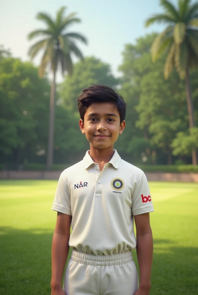 A nikhil Upadhyay name print to his back indian jercy the boy who met Rohit Sharma at stadium