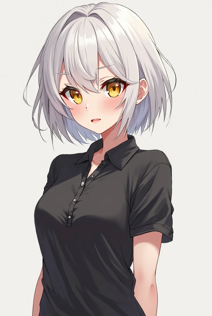 Chica de cabello blanco, con ropa y semi armadura 