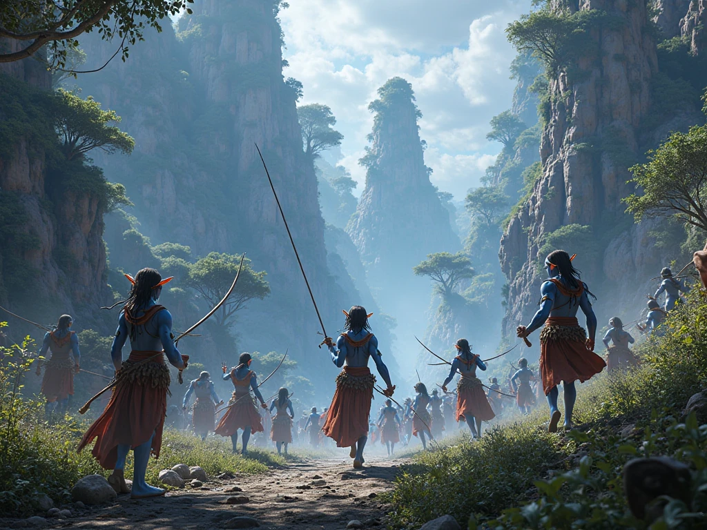 there are many people in costumes that are standing in the grass, adventuring party, rpg scene, slavic orcs in the steppe, realistic fantasy render, tribe members attacking, tribe members chasing, fantasy 3 d render, <mmorpgs scene, medieval fantasy battle, elf forest background, fantasy scene, а fantasy proto-slavic mythology, goblins attacking