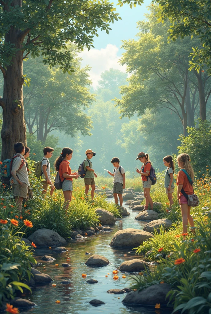 Image of a restored natural environment or a group of people working on environmental initiatives.
