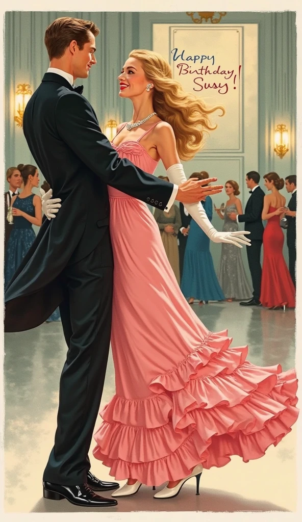 sd-pulp of a man and a woman standing at a dance, romance, dime mysteries, cover art, illustration