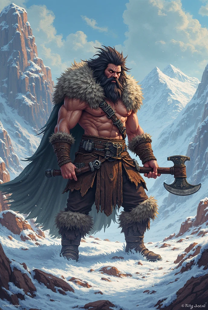 Mountain barbarian RPG character holding a club