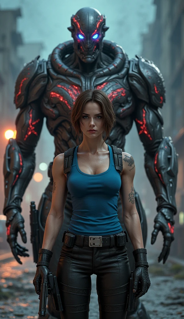 (best quality, masterpiece, illustration:1.1),   RAW photo, woman, biosoldier, close-up shot, stood in Underworld City, Hidden Location, Shadowy Figures, Black Market, Secret Passages, (film grain:1.0), award winning photo, 50mm,  <lora:Bioengineered_Soldiers:.7>