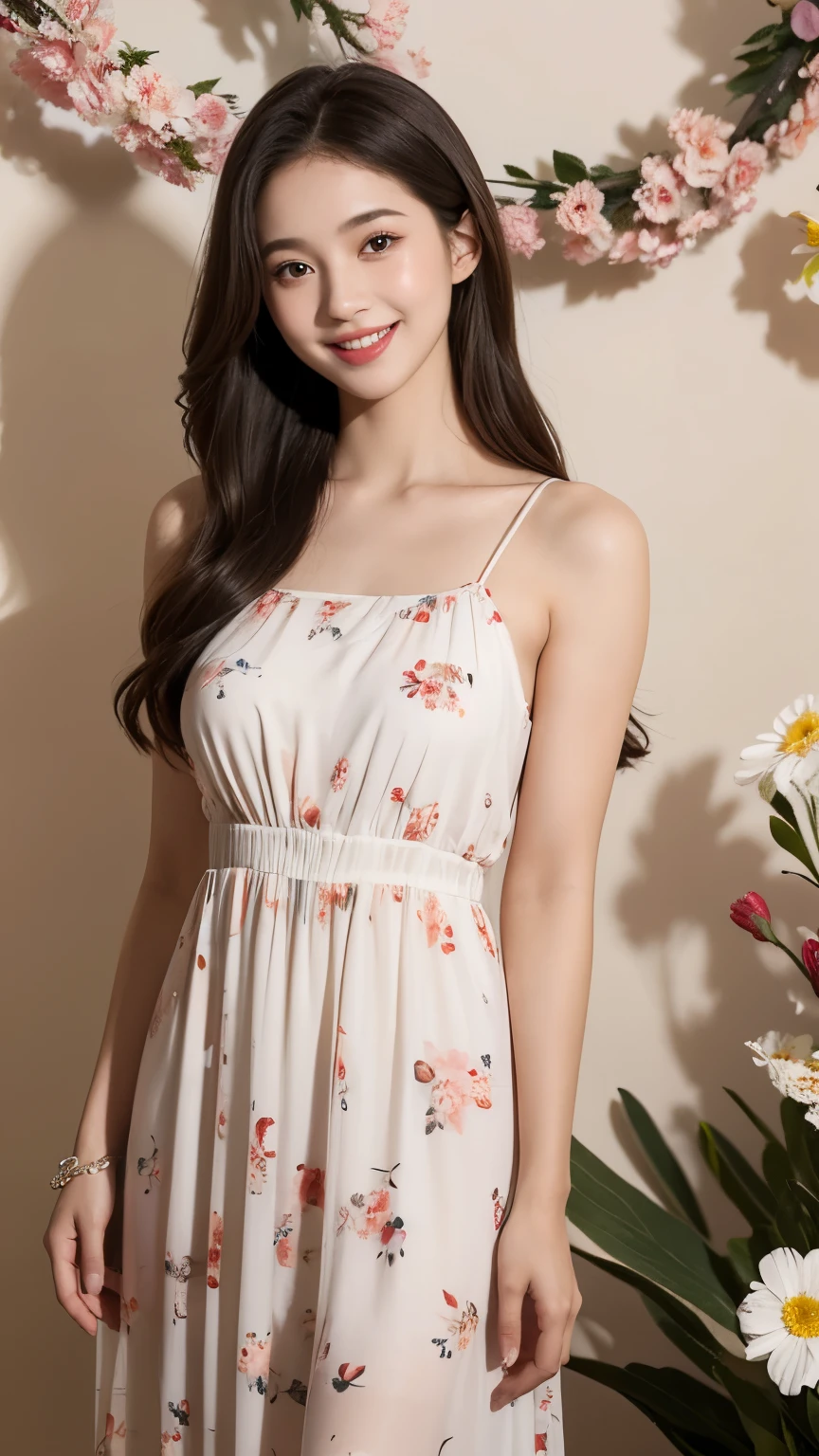NSFW,NSFW:1,2,((Realistic lighting, Best Quality, 8K, Masterpiece:1.3)), nsfw,High school outdoor pool、((White floral print bare-top long camisole dress:1.2))、A single high school girl、((Slim body:2,0))、(Very small breasts)、(very small waist)、(((White floral camisole:2.0)))、とてもSlim body:1,2、((Slender body:2,1))、Thin chest、