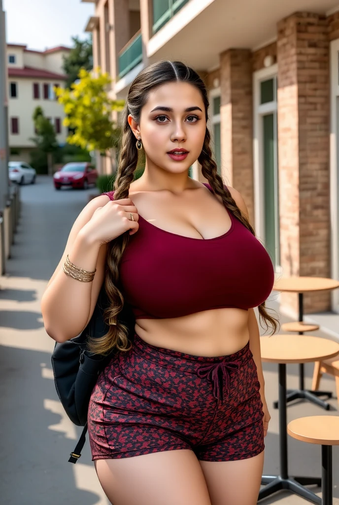 ((One desi 10 year old girl, school dress , (((44DDD size round breast ))) , semi curvy, small waist, ((wearing random school dress)), (Laia Manzanares) (Tween model, 8 years old, young)), Ethereal beautiful, slim, , Burnett hair, hezel eyes, small waist, , Soft light, full body picture, random colour lipstick, masterpiece, (random outdoor location), Best Quality, Photorealsitic, 8K, High resolution, Detailed skin, 8K UHD, Digital SLR, Soft lighting, High quality, Film grain, FUJI XT3,