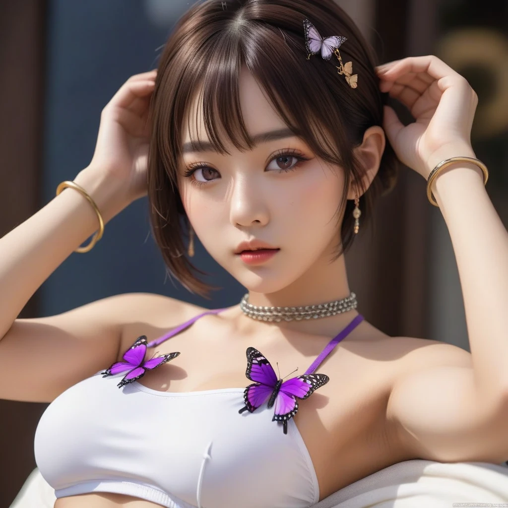 high-level image quality、disco、sexypose、Angle from below、T back、pantyhose、a necklace、耳Nipple Ring、A bracelet、Colossal tits、Slim waist、Burlesque dancer、Sexy and colorful、Adult atmosphere、((Provocation))、shockingpink、((a miniskirt))、frilld、unparalleled masterpiece ever, super realistic 8K , erfect artwork、((A detailed face、face perfect、perfect  eyes、high-detail))、
