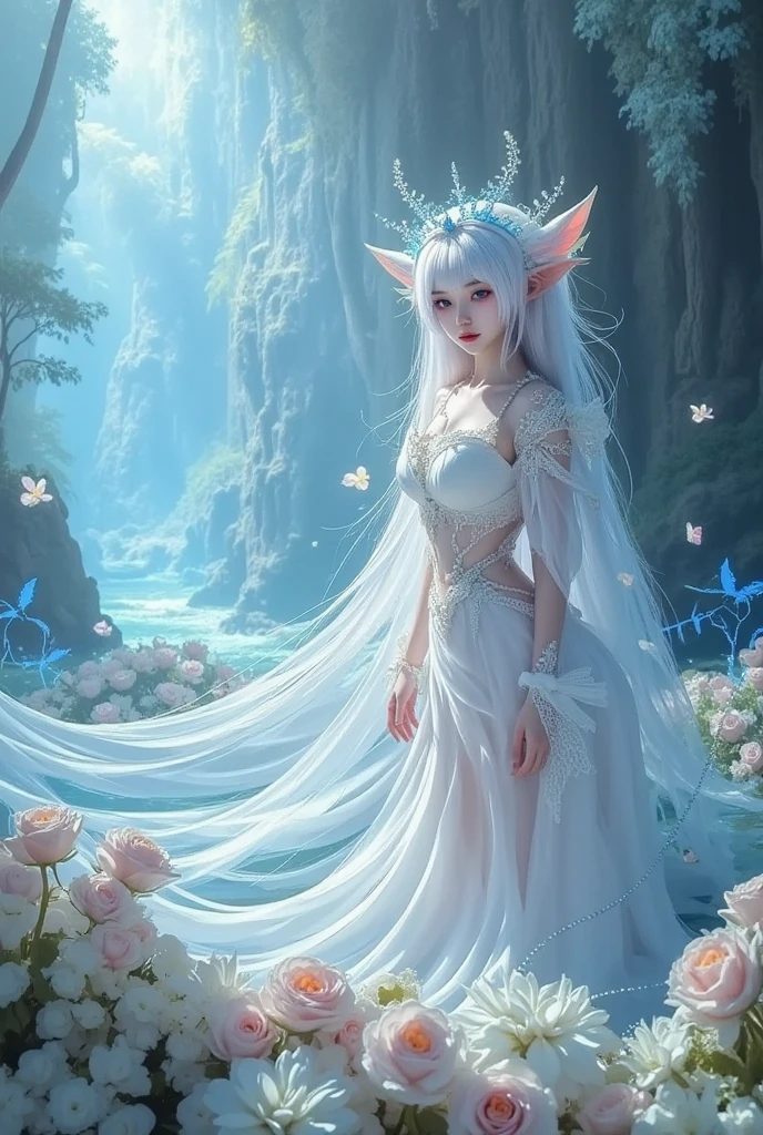 (two subjects)(complex details)(a very high quality,4k,8k,highres,masterpiece:1.2), ultra-detailed, realistic, photorealistic:1.37, HDR, UHD, studio lighting, extreme detail description, professional, vivid colors, bokeh, portraits, landscape, fantasy, sexy, Malaysian, damsel, hijab, sheer, open, translucent dress, big breasts, cute face, unshaved pubic area, pets, kisses, fantasy unicorn, elven glade, moonlight