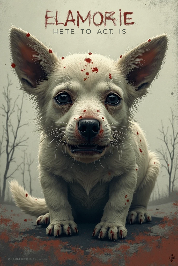 Cute puppy, blood, grin,   (highres, best quality:1.2), radiance, soft contours,