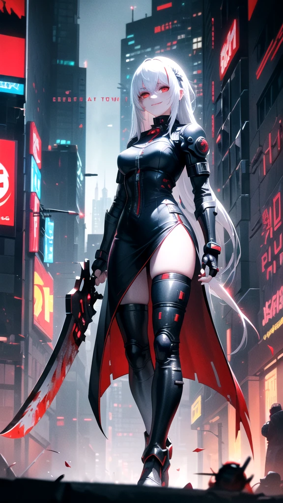 Epic scenes,Colorful colors,unreal-engine,8K分辨率,tmasterpiece,Rainbow skins,Specular reflection,Ray tracing effect,blacksilk,Imperial Daughter,A MILF,tightsuit,huge tit,short skirt,stocklings,Complicated details,fantasy concept art,White-gray hair,goth style,Cyberpunk mech,Trends on CGiStations,guweiz,Russell Dongjun Lu,digital cyberpunk anime art,ross tran 8 k,Guweiz on ArtStation Pixiv ,Mecha network armor girl