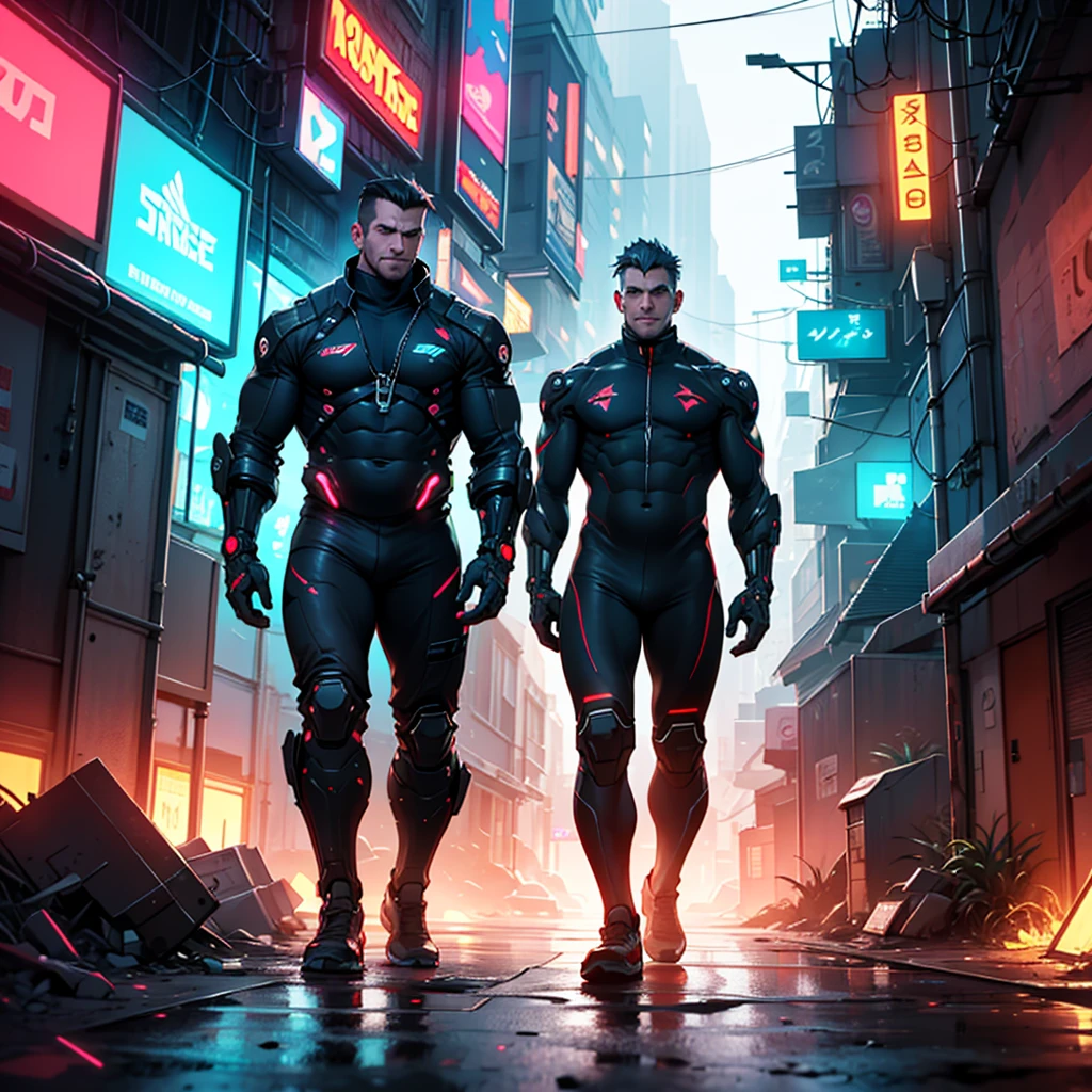 (masterpiece) highly detailed RAW, a post-apocalyptic man, cyberpunk city themed rainbow vivid, hassanfantasy style, by Jeremy Mann and Donato Giancola ultra realistic highly detailed intricate photorealistic