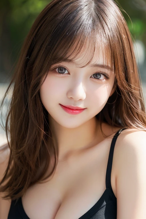(((8k,highest quality,Attention to detail,Attention to detail、masterpiece,Attention to detail,alone))),RAW Photos & Realistic atmosphere,(beautiful, Well-proportioned face,),(beautiful dark eyes,Mouth Details,Glossy Lips,Thin eyebrows),The most beautiful half Japanese, half German,beautiful Eyes、Glowing soft white skin、Her deep black eyes are so beautiful,Lip details、Very beautiful face,Very beautiful face、beautiful face,beautiful, Glowing Lips,beautifulThin eyebrows,Infinite Faces, Realistic Young Gravure Idol, Very cute beautiful girl , Young Gravure Idol, ((Young Gravure Idol, Very beautiful and cute 18 year old beauty,Incredibly beautiful and elegant 18 year old)),Natural soft light,(Shiny Hair,,beautiful and kind eyes:1.5),A very kind smile,Shapely breasts,Medium Long Hair,Seaside,Red Bikini,beautiful posture,No makeup,Background sea,,
