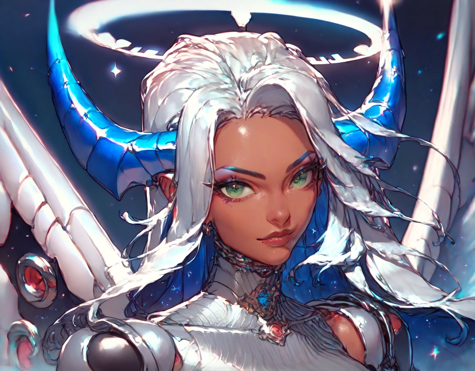 ((masterpiece), best quality, high quality, professional quality, highly detailed, highres, perfect lighting, natural lighting), portrait, horrific, Mystical figure with arcane powers, Tan Skin, Blonde with shoulder-length hair and beachy waves, peach satin lipstick, with a glacier in the background,gravity-defying, cutting-edge laboratory, A gas giant with swirling, multicolored clouds, dotted with floating sky cities built by an advanced civilization., Cyberpunk City, unicorn,middle earth, Hobbit Inspiring their allies with rousing music, Magnate, Short, In Shape, Triangular Face, Dark Skin, Gray Hair, Brown Eyes, Long Nose, Full Lips, Prominent Chin, Horseshoe, Very Long, Braided, Misty mountains towering over a vast, misty valley, Tolkien