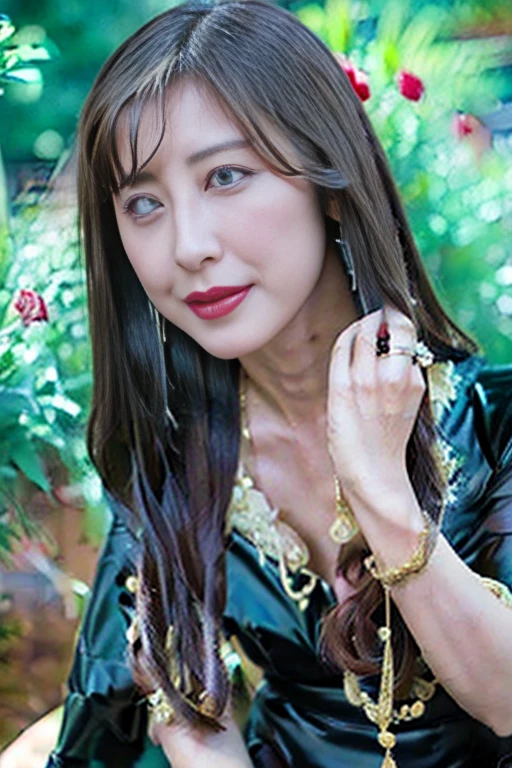 ((Highest quality)), ((masterpiece)), (detailed),Perfect Face,Japanese,landscape,Mature Woman,Upper Body