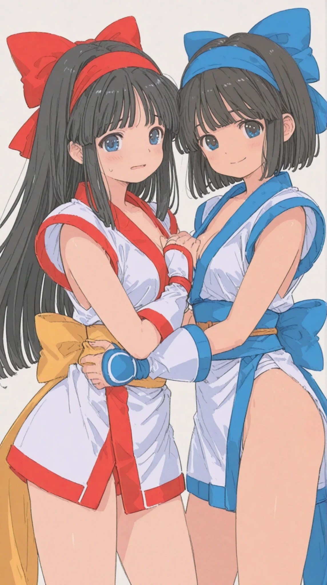 masterpiece, best quality, beautiful art, high resolution, well formed hands, body and fingers, 1 woman, solo, Sailor Moon, elbow gloves, sailor collar, sailor senshi uniform, blue makeup ,adult, grown up, cosplaying as Mai Shiranui , mai_shiranui_cosplay, adult, large and round breasted, cleavage, full body , hair ribbon, gorgeous legs and, thighs, sexy Japanese clothes, hair ornament , sexy legs , hips and thighs, dancing seductively and erotically, turning backwards and forwards, showing her back and front, showing her butt, red t back thong, smiling joyfully, sweating ,looking at the viewer, bouncing breasts, sweating, flirting, biting her lips, beach environment