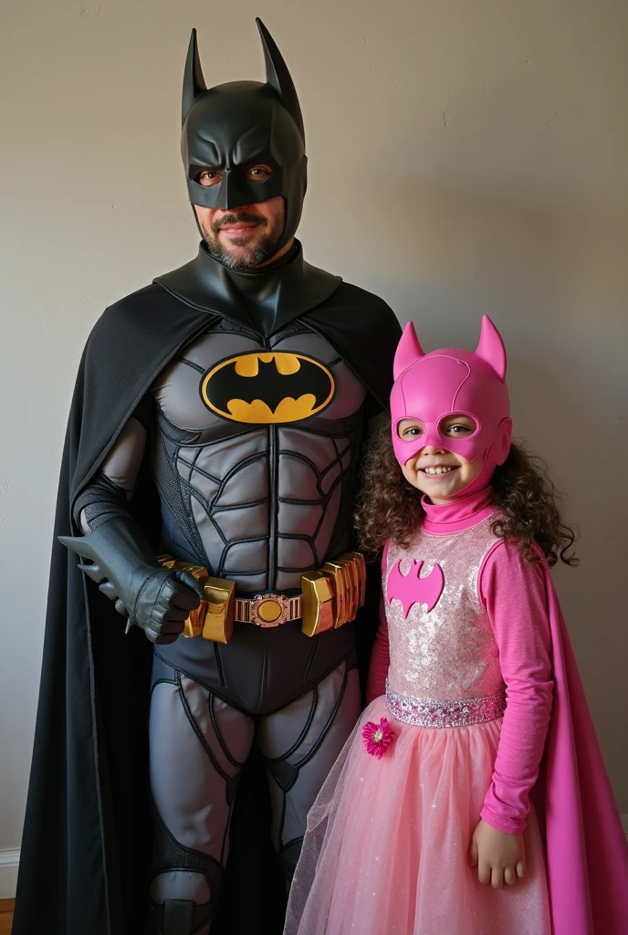 batman and pink power ranger with their ???