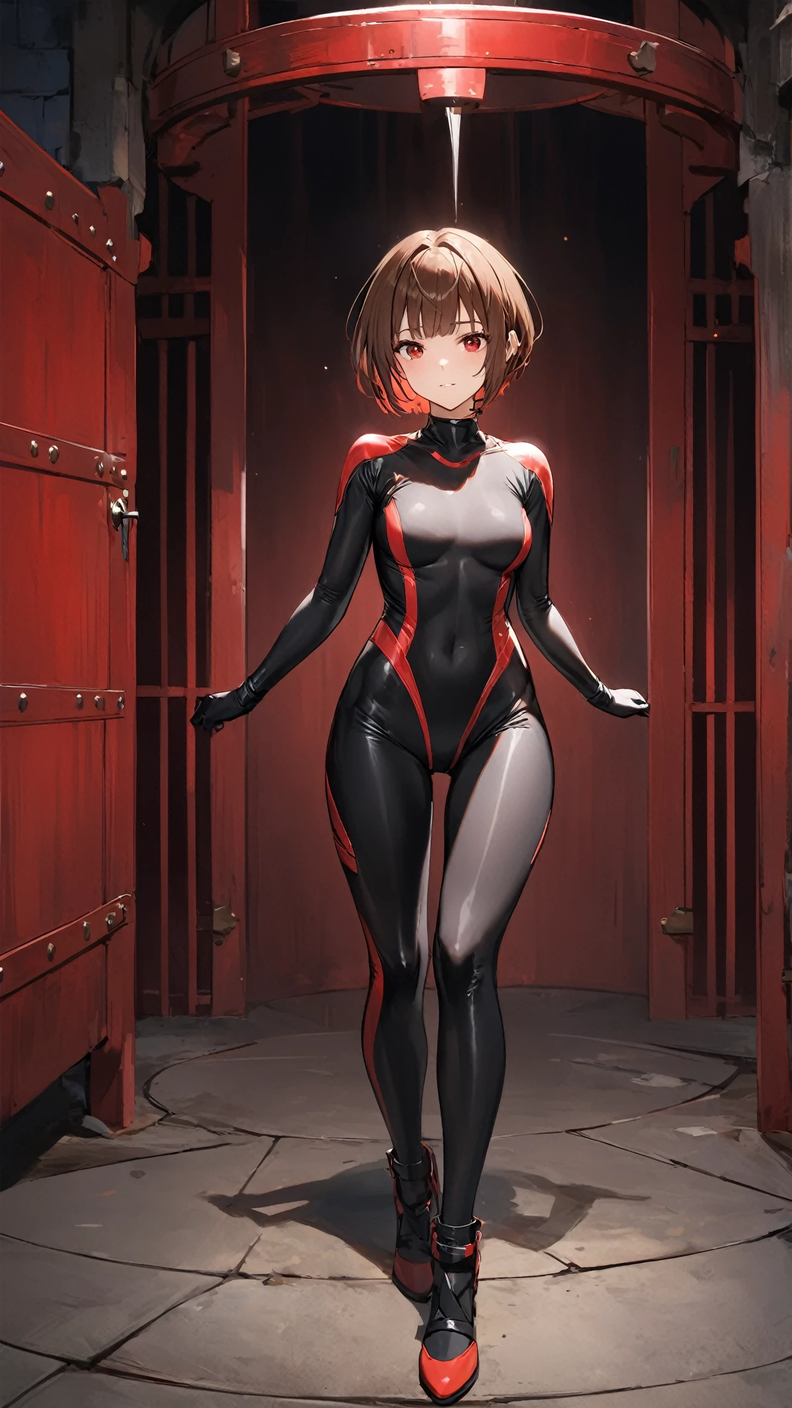 Ai Haibara, ruins、Plug Suit、Tight Combat Suit, UHD, retina, masterpiece, ccurate, anatomically correct, textured skin, super detail, high details, high quality, best quality, highres, 4K