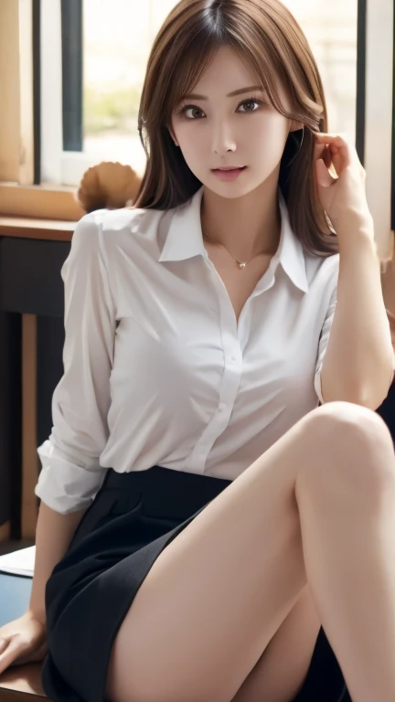 A perfect young female white-collar worker，Chinese，High picture quality，Works of masters，Black hair，Long hair shawl，Long hair flowing over the shoulders，Beach wave hairstyle，cropped shoulders，clavicle，exquisite face，Hydrated red lips，（（Wear colorful and stylish summer sailor suits））（red colour，blue colors，green color，Violet-orange，In pink，amarelo，Printed clothing），Kurfo，，Colorful pleated skirt，Shadow lace skirt，Sparkling gemstone dress，Lightning astral dress，lumnious，white stockings，Lace material，Silk clothing，Real Human，（ bookshelf background：1.5），CG rendering，16k, Sitting at the table，Holding a laptop in hand,hand typing on laptop keyboard,look ahead, Blurred background, (full body shot), Shooting from a distance,eyes look straight into the lens, smiles, Very detailed, wallpaper, depth of field, movie light, lens flare, Ray tracing, live stream room, line purple neon light , smiles, Do not show your hands，Close-up shot