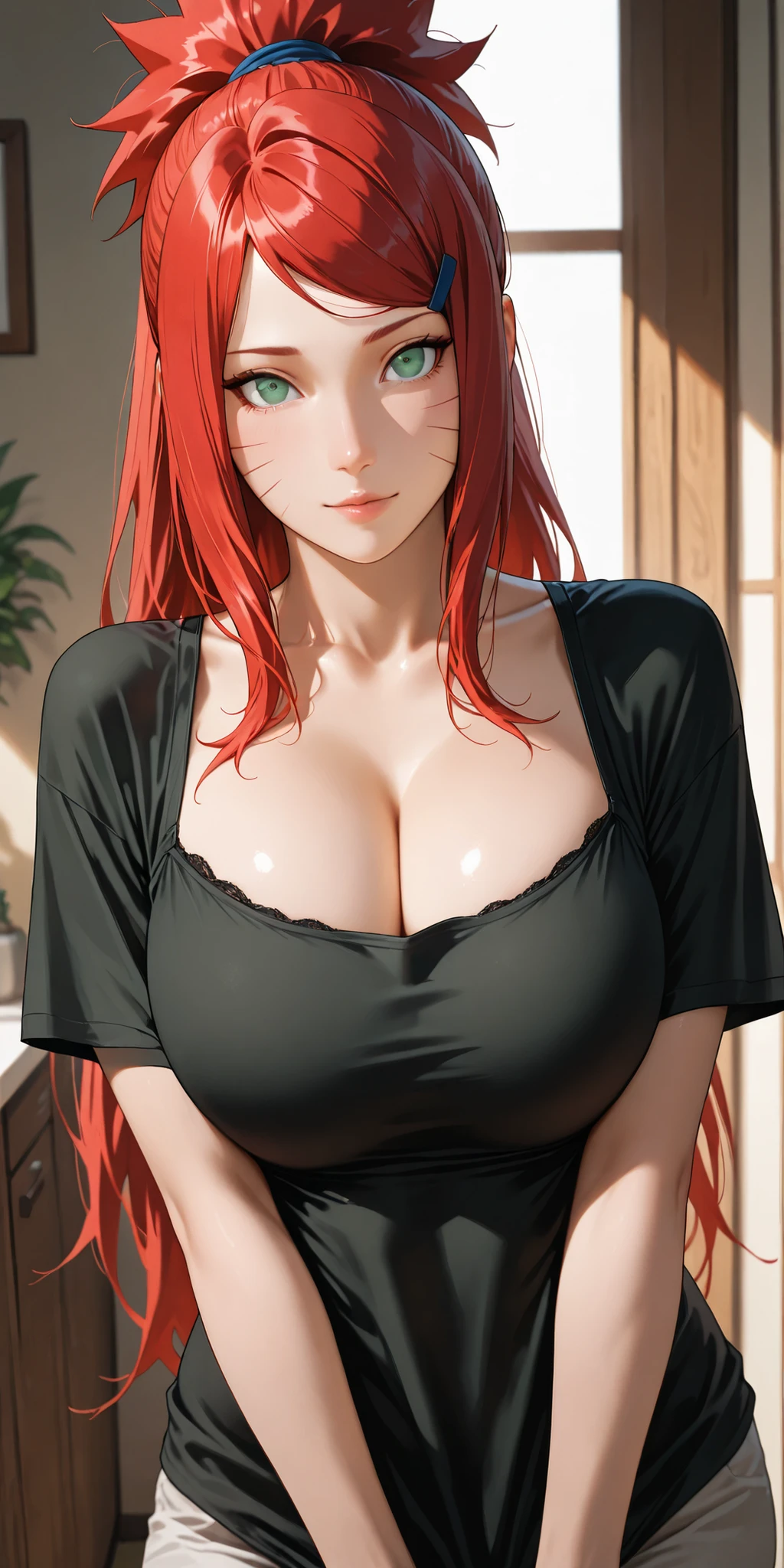 Kushina Uzumaki, pelo rojo, ojos verdes, tetona, culona.