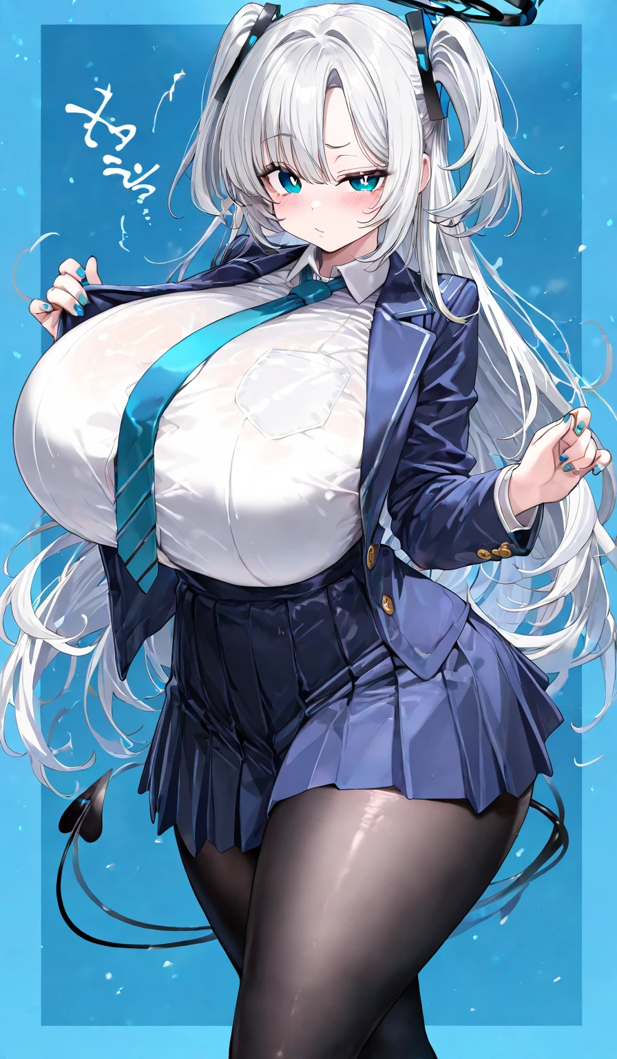 No shoes, solo person, Solo,(gigantic cleavage breasts:1.3),Policewoman,Exposed milk,The upper body is naked,no skirt,White curly hair,Full body like,Walk the street,is shy,