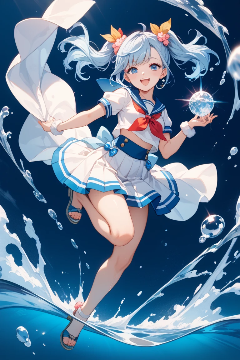 1girl,Little、cute、(((Highest quality、Masterpiece、Official Art、Dynamic composition、Super detailed)))、Little、Trick Art、Swimming underwater、
