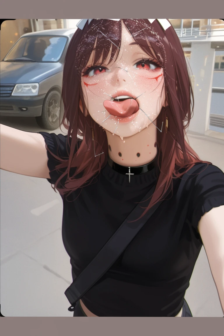 tifa ff7, eyeballs, eyeballshadow, pupils, eyebrows, nase, lips, teeths, face, body hair, long body hair, 1 girl, standing alone
