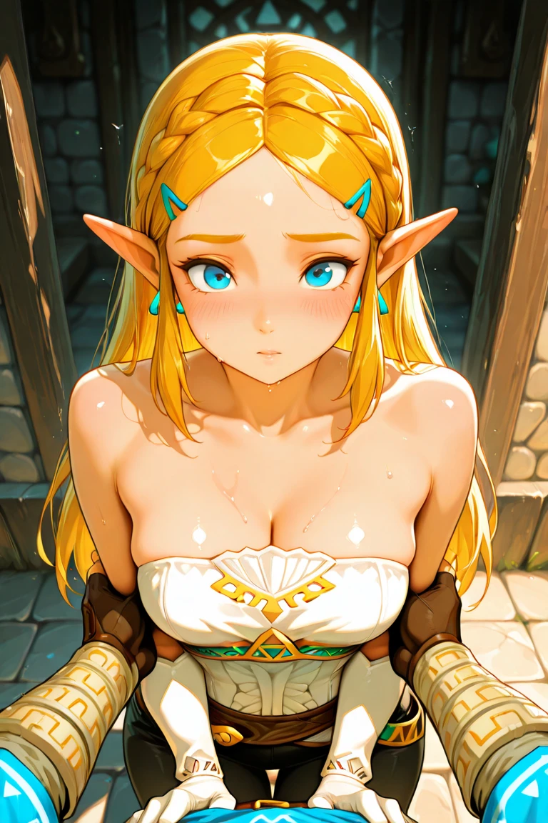 4k, best quality, Comic Babes, a cartoon of a woman with very large breasts, elf girl, portrait of princess Zelda, portrait of Zelda, elf princess, highly detailed exquisite fanart, anime goddess, extremely detailed artgerm, haired princess blondes, princess zelda, an elf queen, portrait of an elf queen, elf queen, detailed anime digital art, clean and detailed anime art, anime digital illustration
