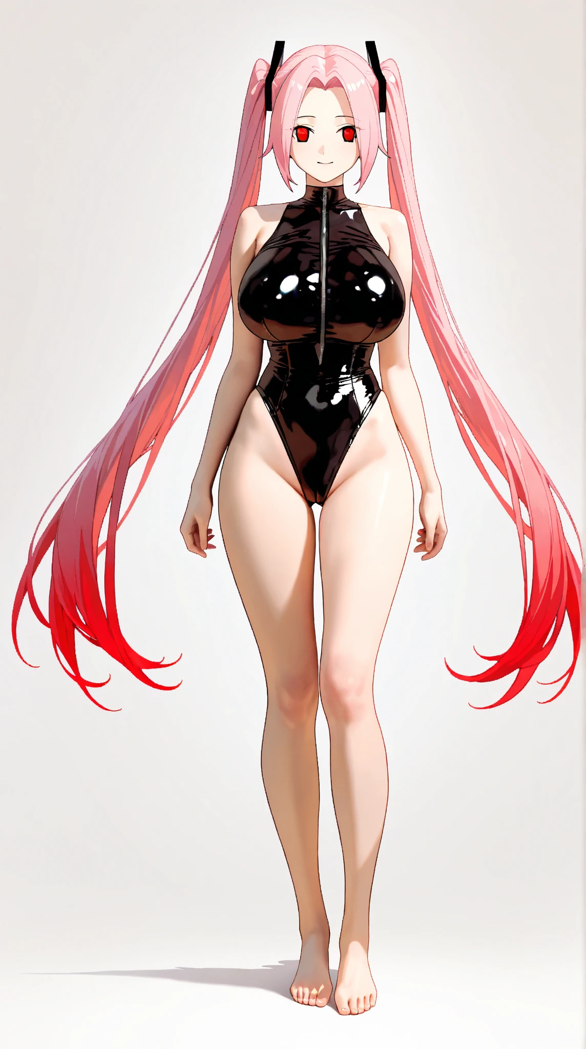 Masters of Animation, A perfect masterpiece, On a snow-white background、Cool outfits, Sexy and modern clothing、Sexy mature modern woman standing, Flowing pink hair, Spanish Curly Hair, Full Body Stand Posture, Thin legs, ((Large Breasts)), Detailed facial details, Natural and beautiful standing posture, Crisp and realistic body detail,(NSFW:0.9)