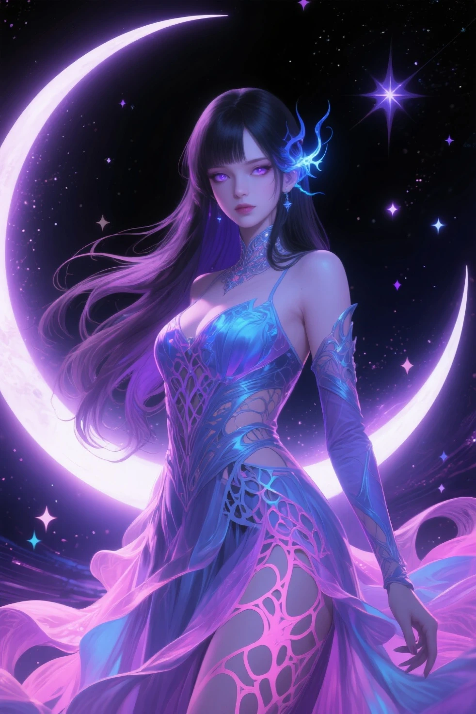 Anime girl standing in front of the full moon,Wearing a pink dress and cat ears, ahri, portrait of ahri, seraphine ahri kda, Extremely detailed Artgerm, ahri from league of legend, IG model | Art germ, ! Dream art germ, Ross Tran 8 K, Art germ on ArtStation Pixiv