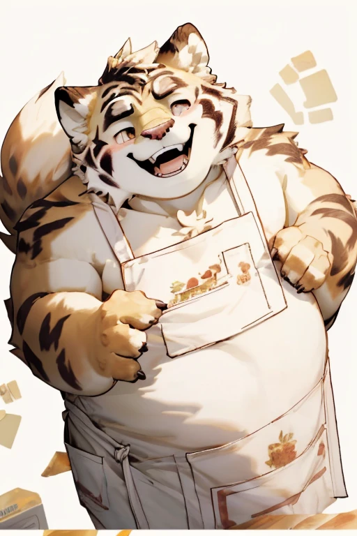 masterpiece, best quality, absurd res, by kiyosan, by null-ghost, furry, male, muscular, solo, looking at viewer, detailed background, kitchen, cooking, apron