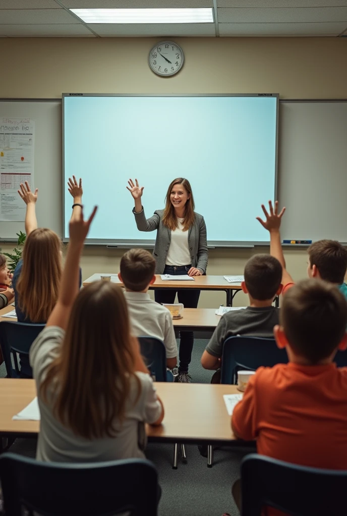 "What happens if we talk in class without raising our hands?" Prepare a visual about