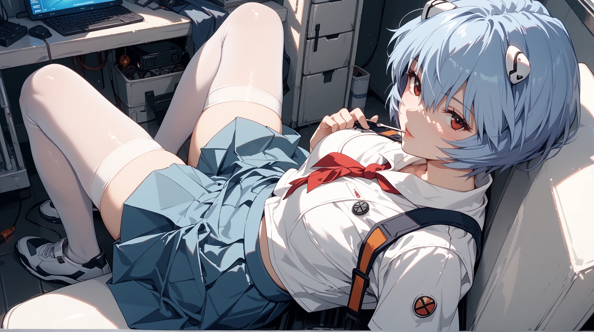 A tactical teenage girl wearing an H-cup in translucent white underwear and white stockings was shot in the abdomen,Her expression was painful,Fell on his back,closing her eyes,Blood flowed from her wounds