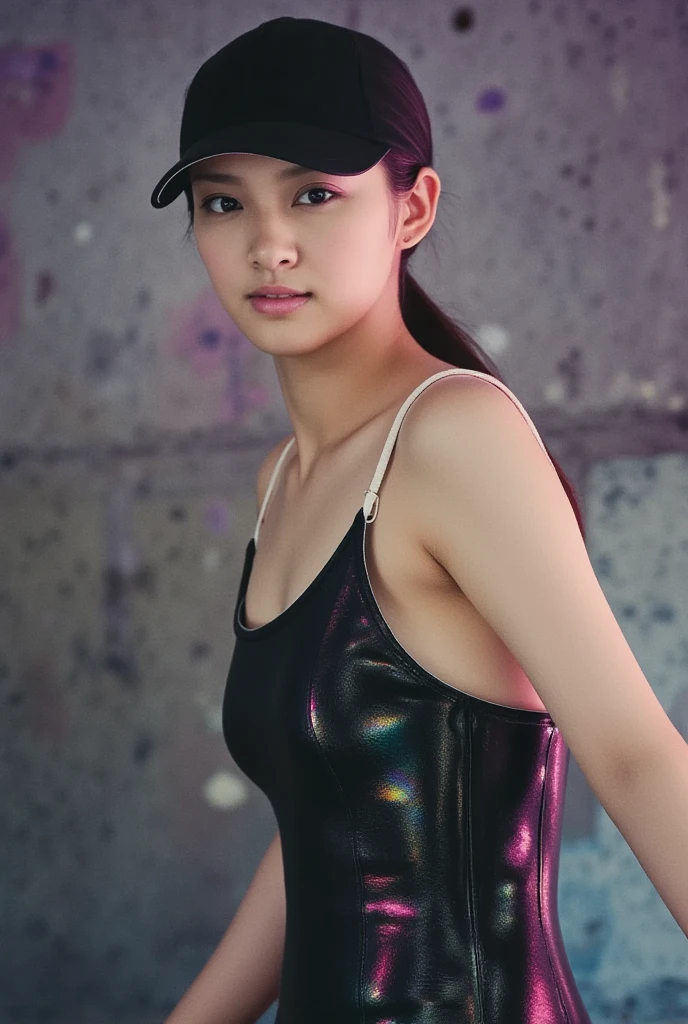 (masterpiece), (highest quality), (be familiar with), light layer, Glossy skin, (intricate be familiar with , tight clothes, , Demon Wing,hair ornaments :1.2), From above, black hair, black choker, long hair, princess cut, woman, dull bangs, side lock, red eyes, Quarterstaff held,hold a sickle,with a sword, (成熟したwoman:1.1), [No correction, NSFW, nipple], side ponytail  (simple background:1.1),  .pregnant