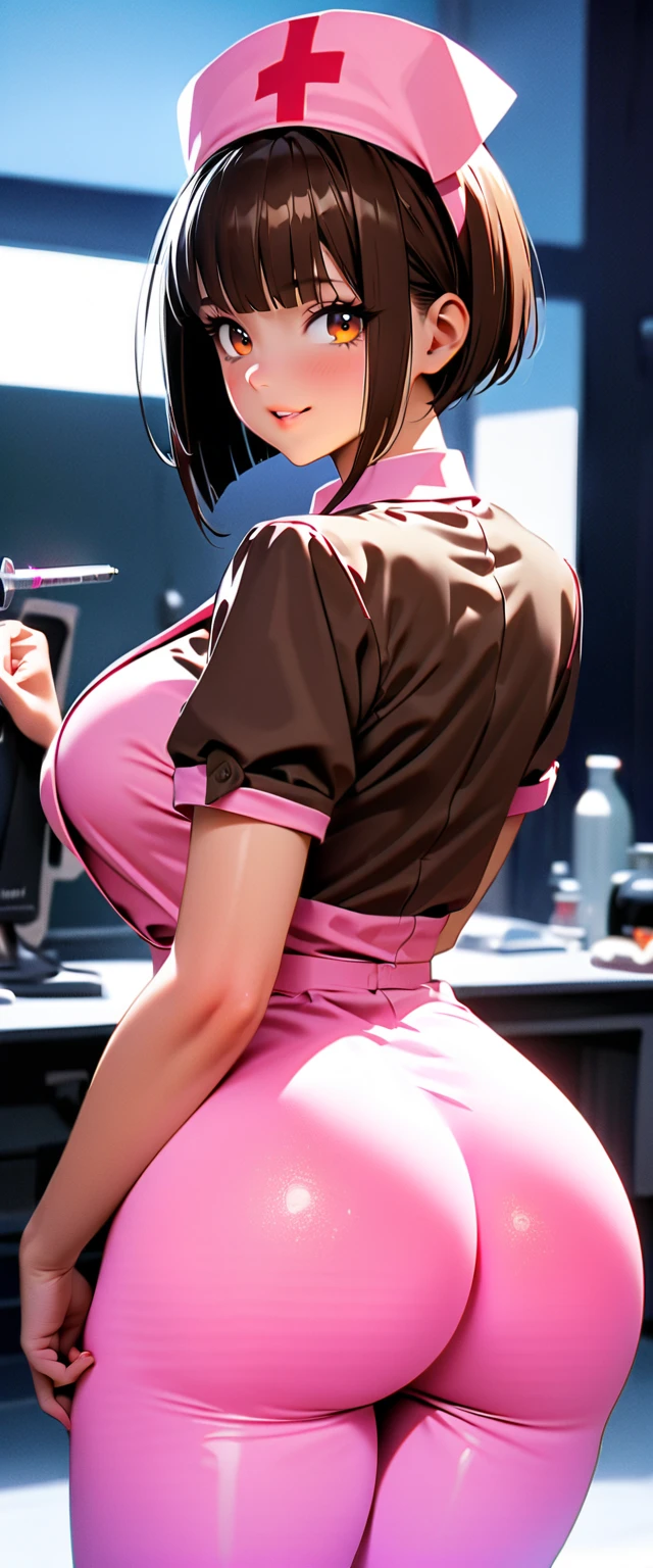 nurse uniform,hospital, latex nurse suit,nurses,busty,elbow gloves,labcoat,black hair woman,grey eyes , gigantic ,medical instruments,asian nurse,two nurses,speculum,examination room,oversize ,big ass ,strap on, lay on table ,legs spreaded,giving birth,gyno chair , dentist,Milf,latex,pink uniform,oversize breasts