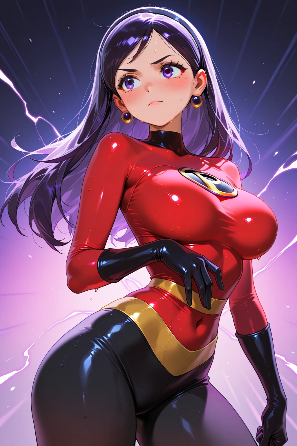 superheroina, abdomen fitness, cabello negro, marvel comics, 